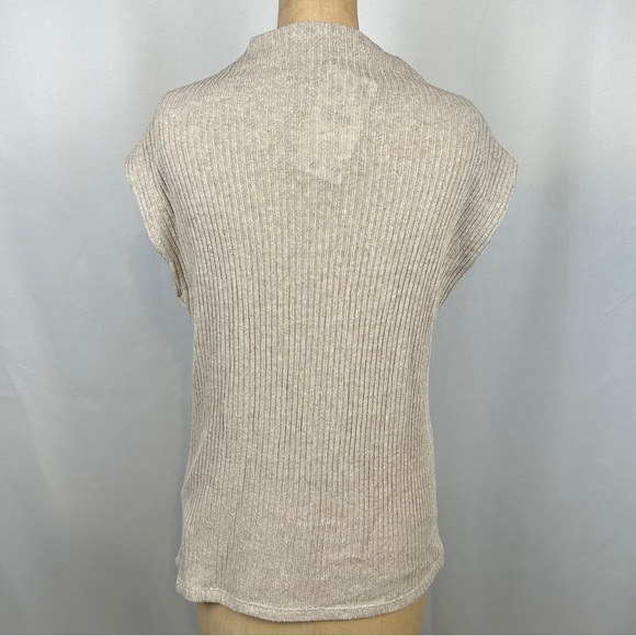 NEW Zara Tan Mock Neck Ribbed Vest Sleeveless Sweater Size Medium Tan Cream - Picture 3 of 10
